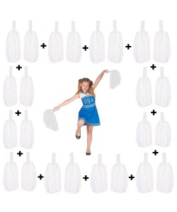 12 Çift ( 24 Adet ) Beyaz Renk 23 Nisan 19 Mayıs 29 Ekim Okul Gösteri Ponponları