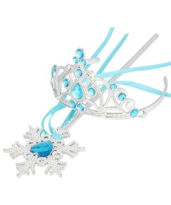 Mavi Taşlı Elsa Çocuk Taç ve Kar Temalı Kurdeleli Elsa Asası Sopası Mavi Taşlı Elsa Çocuk Taç ve Kar Temalı Kurdeleli Elsa Asası Sopası