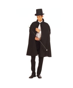 Siyah Sihirbaz Pelerini 120 cm ve Sihirbaz Şapkası 12 cm Yetişkin Boy