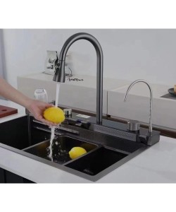 Akıllı Şelale Mutfak Eviyesi Dijital LED Göstergeli Set