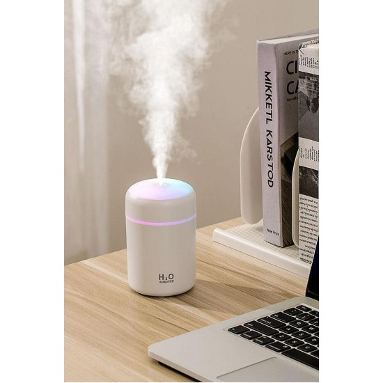 H2O Humidifier Hava Nemlendirici Difüzör ve 3 adet Uçucu Yağı ile birlikte Amber, Fransız Gülü, Bebek Pudra