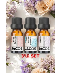 JACOS Amber,Pudra ve Lavanta Esansiyel Uçucu Yağı Buhardanlık Difüzör Esansı Oda Kokusu 3'lü SET JACOS Amber,Pudra ve Lavanta Esansiyel Uçucu Yağı Buhardanlık Difüzör Esansı Oda Kokusu 3'lü SET