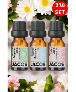 JACOS Bergamot, Yağmur Ormanları, Lotus Esansiyel Uçucu Yağı Difüzör Esansı Oda Kokusu 3'lü SET JACOS Bergamot, Yağmur Ormanları, Lotus Esansiyel Uçucu Yağı Difüzör Esansı Oda Kokusu 3'lü SET