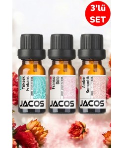 JACOS Frekans,Fransız Gülü,Amber Romantik Esansiyel Uçucu Yağı Difüzör Esansı Oda Kokusu 3'lü SET JACOS Frekans,Fransız Gülü,Amber Romantik Esansiyel Uçucu Yağı Difüzör Esansı Oda Kokusu 3'lü SET