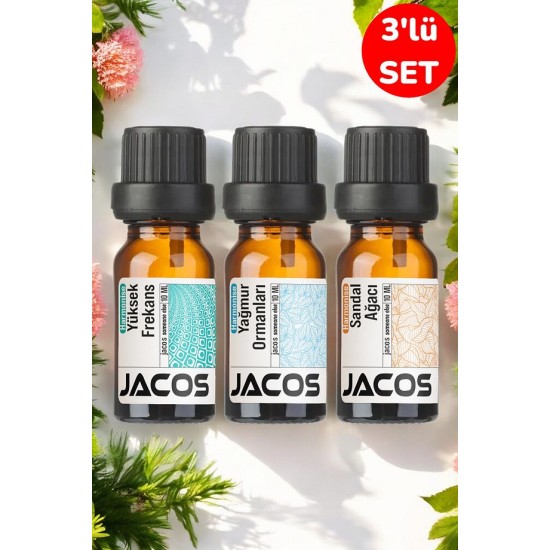 JACOS Frekans,Yağmur Ormanları,Sandal Ağacı Esansiyel Uçucu Yağı Difüzör Esansı Oda Kokusu 3'lü SET