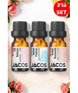 JACOS Gül Bahçesi,Pudrası,Amber Romantik Esansiyel Uçucu Yağı Difüzör Esansı Oda Kokusu 3'lü SET JACOS Gül Bahçesi,Pudrası,Amber Romantik Esansiyel Uçucu Yağı Difüzör Esansı Oda Kokusu 3'lü SET