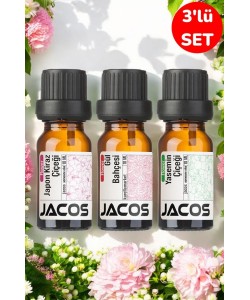 JACOS Japon Kiraz,Gül Bahçesi,Yasemin Esansiyel Uçucu Yağı Difüzör Esansı Oda Kokusu 3'lü SET JACOS Japon Kiraz,Gül Bahçesi,Yasemin Esansiyel Uçucu Yağı Difüzör Esansı Oda Kokusu 3'lü SET