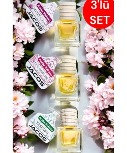 JACOS Japon Kiraz Gül Bahçesi Yasemin Kokusu 8 ml Oto Araç Kokusu Ipli Asma Oto Parfümü 3'lü Set JACOS Japon Kiraz Gül Bahçesi Yasemin Kokusu 8 ml Oto Araç Kokusu Ipli Asma Oto Parfümü 3'lü Set