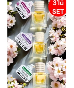 JACOS Japon Kiraz Lavanta Yasemin Kokusu 8 ml Oto Araç Kokusu Ipli Asma Oto Parfümü 3'lü Set JACOS Japon Kiraz Lavanta Yasemin Kokusu 8 ml Oto Araç Kokusu Ipli Asma Oto Parfümü 3'lü Set