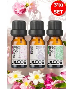 JACOS Japon Kiraz,Sümbül,Bergamot Esansiyel Uçucu Yağı Difüzör Esansı Oda Kokusu 3'lü SET JACOS Japon Kiraz,Sümbül,Bergamot Esansiyel Uçucu Yağı Difüzör Esansı Oda Kokusu 3'lü SET