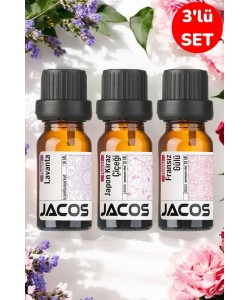 JACOS Lavanta,Japon Kiraz,Fransız Gülü Esansiyel Uçucu Yağı Difüzör Esansı Oda Kokusu 3'lü SET JACOS Lavanta,Japon Kiraz,Fransız Gülü Esansiyel Uçucu Yağı Difüzör Esansı Oda Kokusu 3'lü SET