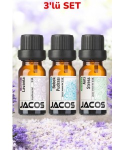 JACOS Lavanta, Pudra,Anti Stress Esansiyel Uçucu Yağı Buhardanlık Difüzör Esansı Oda Kokusu 3'lü SET JACOS Lavanta, Pudra,Anti Stress Esansiyel Uçucu Yağı Buhardanlık Difüzör Esansı Oda Kokusu 3'lü SET