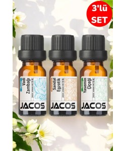JACOS Vadi Zambağı,Sandal Egzotik,Yasemin Esansiyel Uçucu Yağı Difüzör Esansı Oda Kokusu 3'lü SET