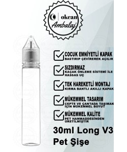 okcan Kilit Kapaklı Ithal V3 Şeffaf Gorilla Şişe 30ml LONG-50 Adet
