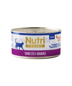 NUTRİ FELİNE TAVUK ETLİ VE SOMONLU TAHILSIZ KONSERVE YETİŞKİN KEDİ MAMASI(70GR)