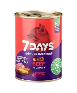 7DAYS TAZE SIĞIR ETLİ YAVRU KEDİ MAMASI(415GR)