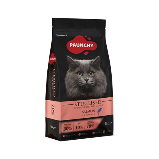 PAUNCHY STERİLİSED SOMONLU KISIRLAŞTIRILMIŞ YETİŞKİN KEDİ MAMASI(15KG)
