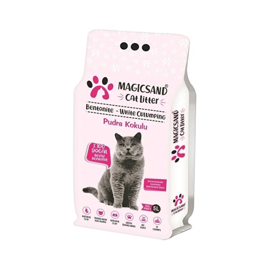 MAGİCSAND CAT LİTTER PUDRA KOKULU  İNCE TANELİ  KEDİ KUMU(5LT)
