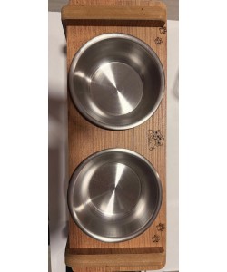 EVCİL HAYVAN İÇİN İKİLİ AHŞAP MAMA  VE SU KABI