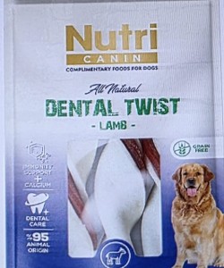 NUTRİ CANİN KUZU ETLİ DENTAL KÖPEK ÖDÜL KEMİĞİ (120 gr)