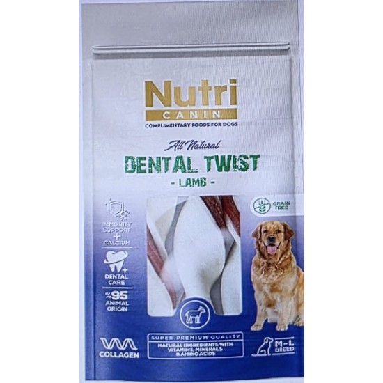 NUTRİ CANİN KUZU ETLİ DENTAL KÖPEK ÖDÜL KEMİĞİ (120 gr)