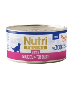 NUTRİ FELİNE KİTTEN TAVUK ETLİ VE TON BALIKLI TAHILSIZ KONSERVE YAVRU KEDİ MAMASI(70GR)