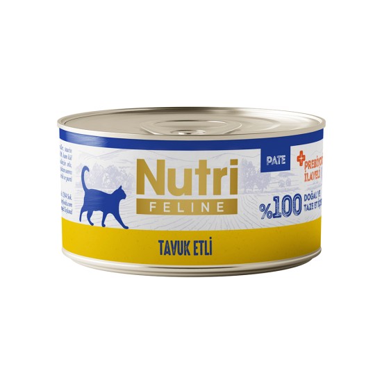 NUTRİ FELİNE  TAVUK ETLİ TAHILSIZ PATE KONSERVE  YETİŞKİN KEDİ MAMASI(70GR)