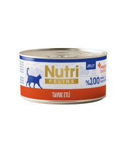 NUTRİ FELİNE  TAVUK ETLİ TAHILSIZ JELLY KONSERVE  YETİŞKİN KEDİ MAMASI(70GR)