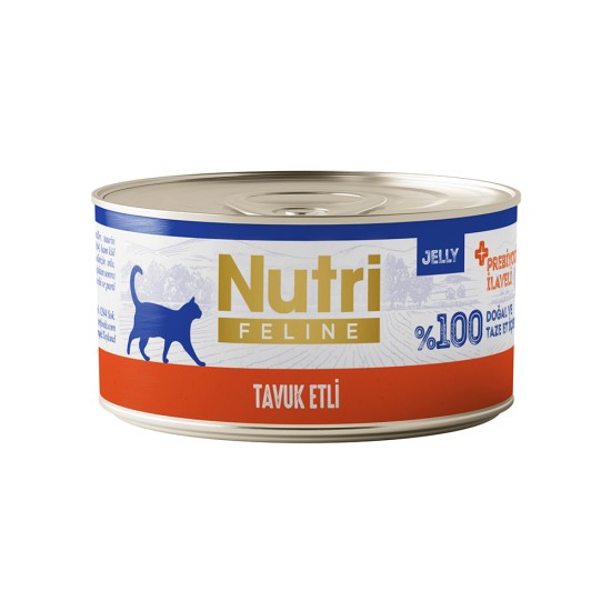 NUTRİ FELİNE  TAVUK ETLİ TAHILSIZ JELLY KONSERVE  YETİŞKİN KEDİ MAMASI(70GR)