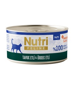 NUTRİ FELİNE TAVUK ETLİ VE ÖRDEKLİ TAHILSIZ KONSERVE YETİŞKİN KEDİ MAMASI(70GR)