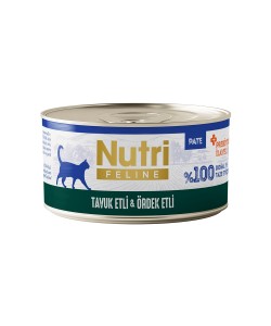 NUTRİ FELİNE TAVUK ETLİ VE ÖRDEKLİ TAHILSIZ KONSERVE YETİŞKİN KEDİ MAMASI(70GR)