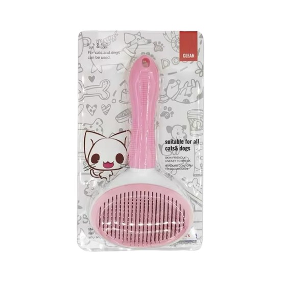 CLEAN KEDİ KÖPEK  BASMALI TARAK(PEMBE)