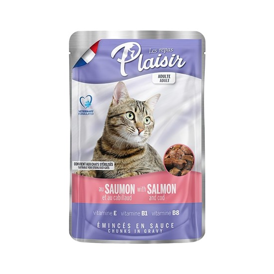 PLAİSİR SOMON VE MORİNA BALIKLI YETİŞKİN VE KISIRLAŞTIRILMIŞ KEDİ KONSERVE MAMASI(100GR)