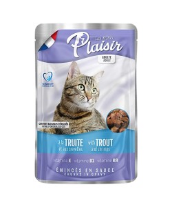 PLAİSİR ALABALIKLI VE KARİDESLİ YETİŞKİN VE KISIRLAŞTIRILMIŞ KEDİ KONSERVE MAMASI(100GR)