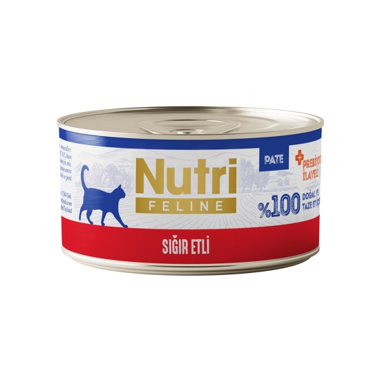 NUTRİ FELİNE SIĞIR ETLİ TAHILSIZ KONSERVE YETİŞKİN KEDİ MAMASI(70GR)