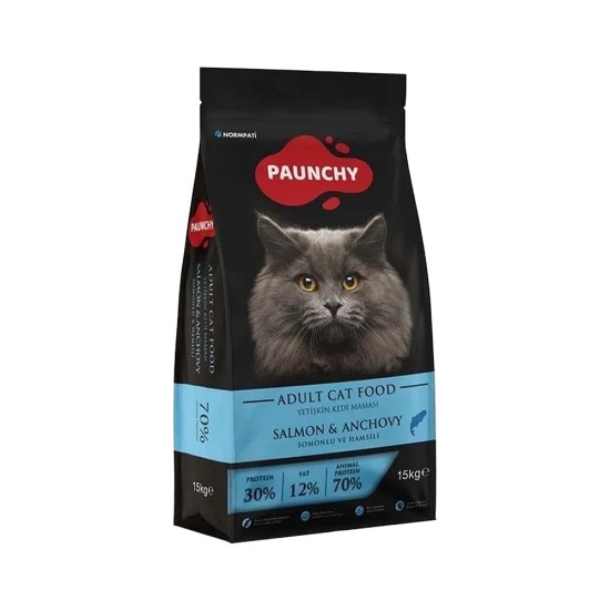 PAUNCHY SOMONLU VE HAMSİ BALIKLI YETİŞKİN KEDİ MAMASI(15KG)