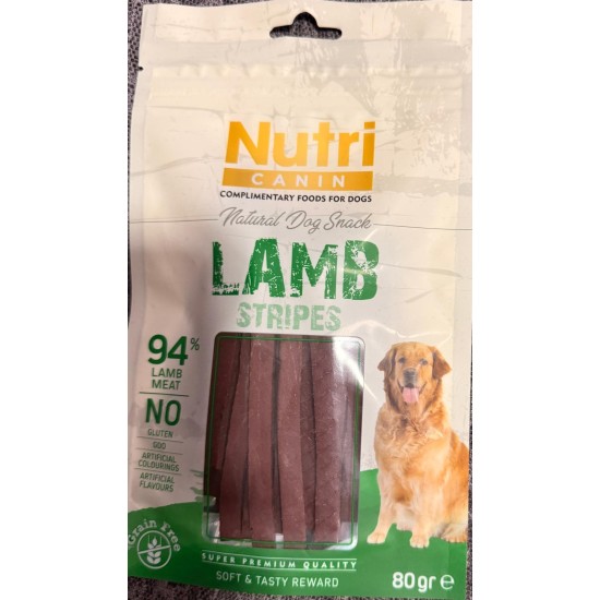 NUTRİ CANIN %94 KUZU ETLİ TAHILSIZ ÇUBUK KÖPEK ÖDÜL MAMASI(80GR)