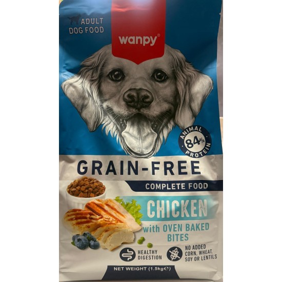 WANPY TAHILSIZ VE TAVUK ETLİ YETİŞKİN KÖPEK MAMASI(1,5KG)