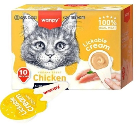 WANPY TAVUKLU KAŞIK KREMA KEDİ ÖDÜL MAMASI(10X16GR)