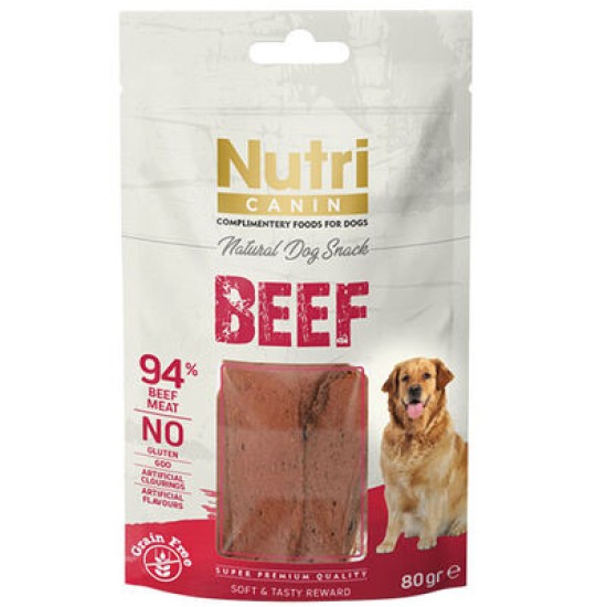 NUTRİ CANIN %94 SIĞIR ETLİ TAHILSIZ KÖPEK ÖDÜL MAMASI(80GR)