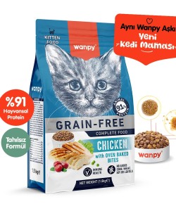 WANPY TAHILSIZ TAVUK ETLİ YAVRU KEDİ MAMASI(1,5KG)