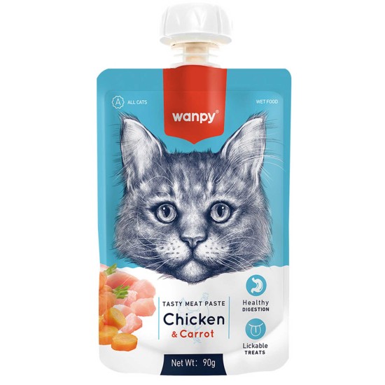 WANPY TAZE TAVUK ETLİ VE HAVUÇLU KEDİ ET EZMESİ(90GR)