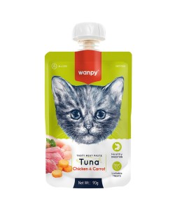 WANPY TAZE TON BALIKLI VE TAVUK ETLİ KEDİ ET EZMESİ(90GR)